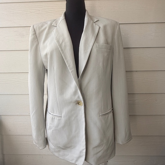LAUREN Ralph Lauren | Silk Blend Blazer Jacket | Size 12 | Light Blue - Picture 1 of 9